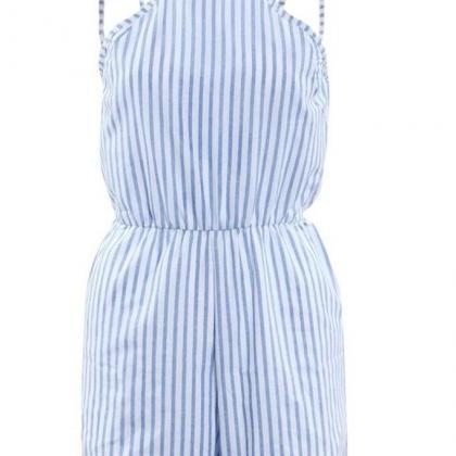 Fashion Sleeveless Striped Rompers Jumpsuit