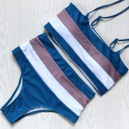 Sexy Swimwear Stripes Bikini Set Swimsuit