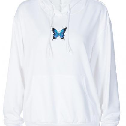 Hooded Embroidery Butterfly Sweater