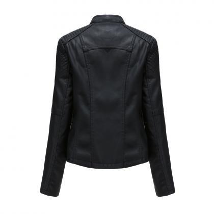 Women's Faux Leather Jacket Coat