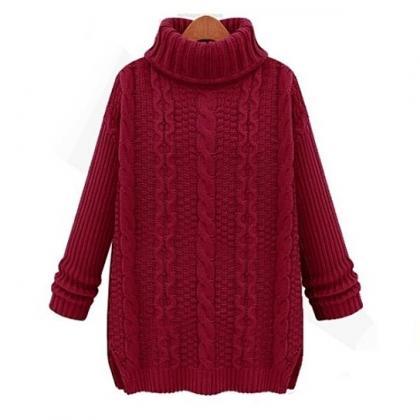 Woman's Knit High Collar Sweater
