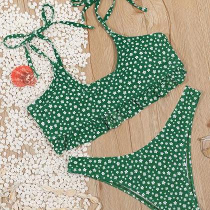 Bandage Floral Swimwear Bikini Set