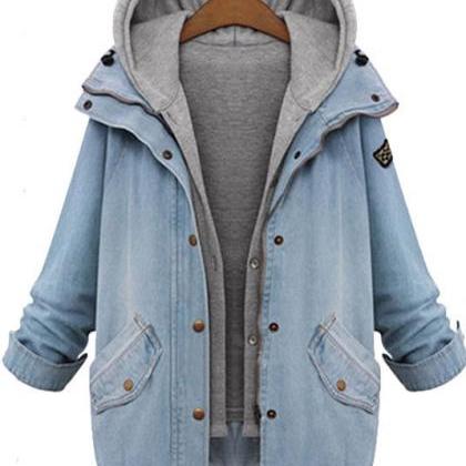 Hooded Loose Jacket Casual Denim Outerwear