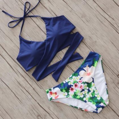 Sexy Low Waist Cross Swimsuit Bikini Set