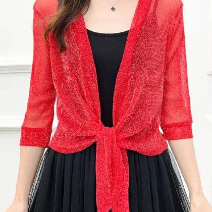 Solid Color Womens Cardigan Shirts Top