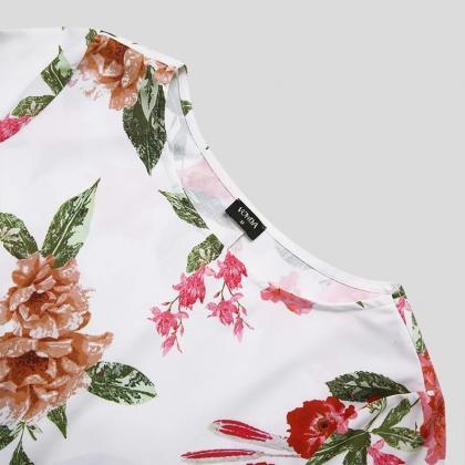 Womens Floral Fashion Pullover Loose Top