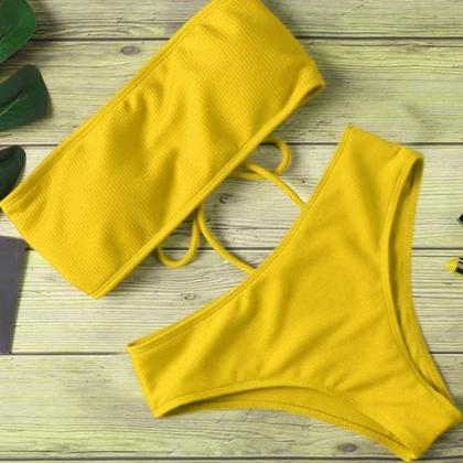 Sexy Backless Bandages Bikini Set Swimsuit