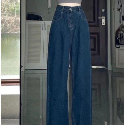 Women Fashion High Waist Wide-leg Jeans