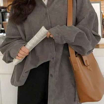 Solid Color Long Sleeves Loose Cardigan Coat