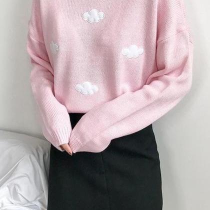 Loose Round Neck Pullover Long Sleeved Sweater