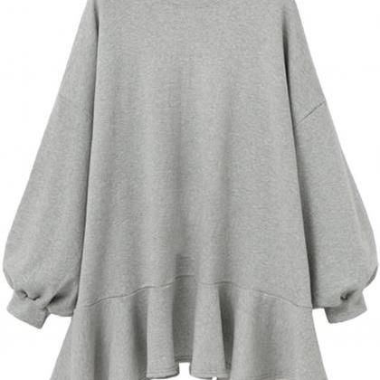 Round Neck Loose Sweatshirt Mini Dress