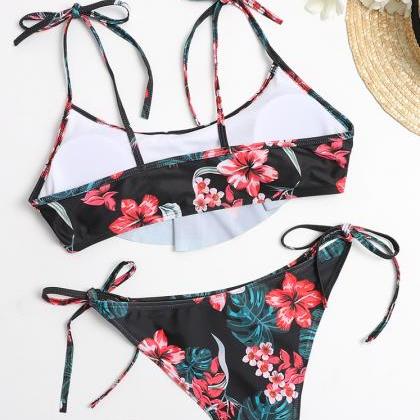 Floral Print Sling Swimsuit Bikini Set
