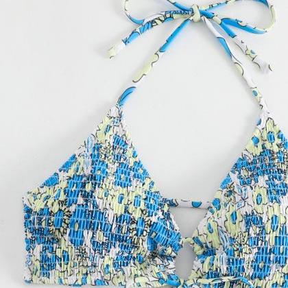 Floral Print Halter Bikini Sets Swimsuit