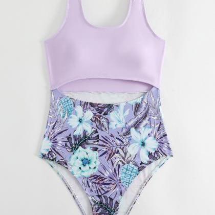 Womens One-piece Floral Swimwear Swimsuits