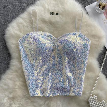 Party Crystal Sequin Bustier Top