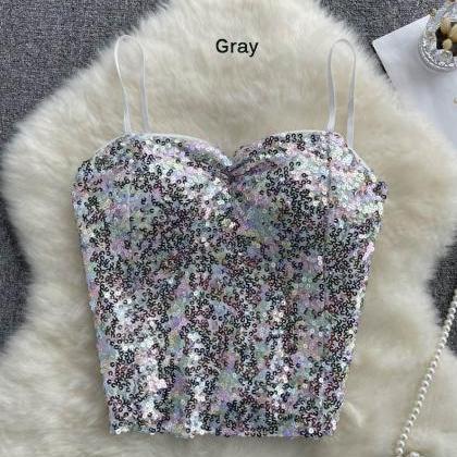 Party Crystal Sequin Bustier Top