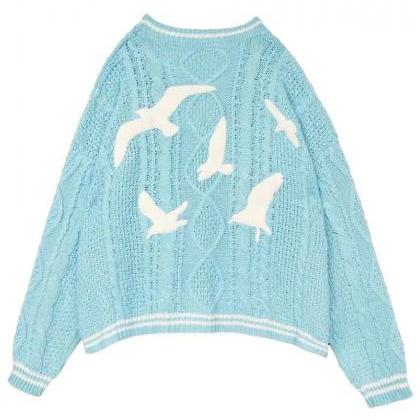 Womens Knitting Cardigan Loose Sweater