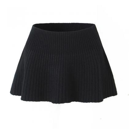 Solid Color Sexy Low Waist Knitted Skirt