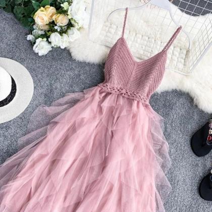 V-neck Hollow Lace Sling Mini Dress