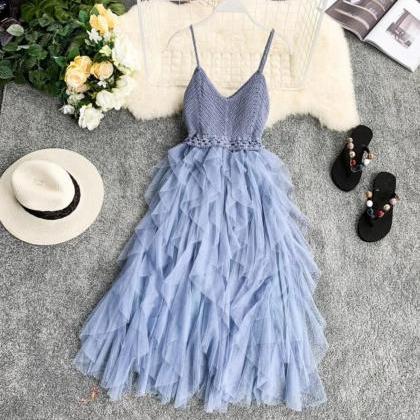 V-neck Hollow Lace Sling Mini Dress