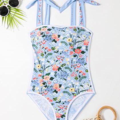 Floral Print Retro One-piece Swimsuits Swimsuit