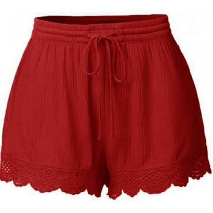 Womens Solid Color High Waisted Short