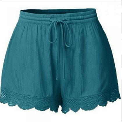 Womens Solid Color High Waisted Short