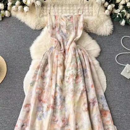 Womens Chiffon Sling Floral Dress