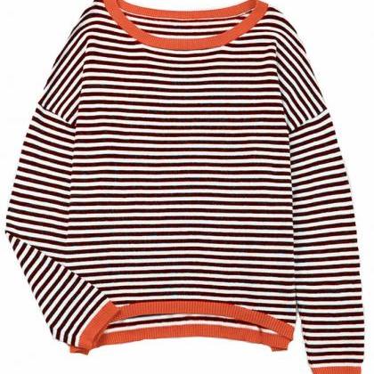 Knitted Sweater Striped Long Sleeved Top