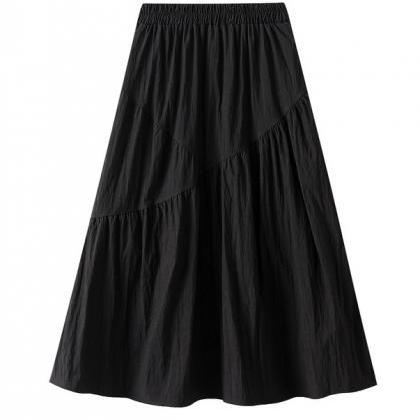 Womens Solid Color High Waisted Skirt