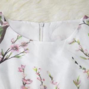 Printed Stitching Sleeveless Dresses Ax072401