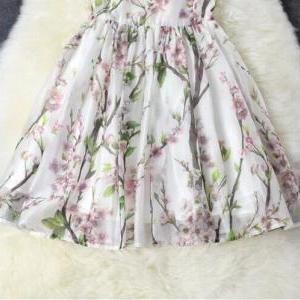 Printed Stitching Sleeveless Dresses Ax072401