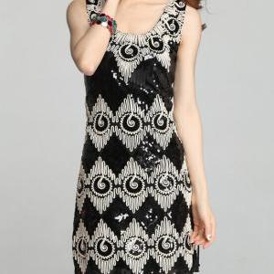 Embroidery stitching sequins dress ..