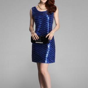 Embroidery Stitching Sequins Dress Ax072502ax