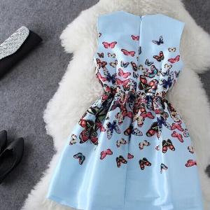 Ax072703ax Butterfly Print Sleeveless Dress
