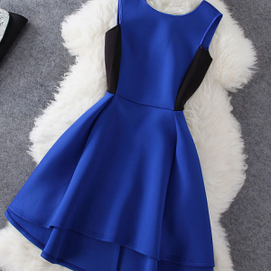  Blue stitching sleeveless dress AX..