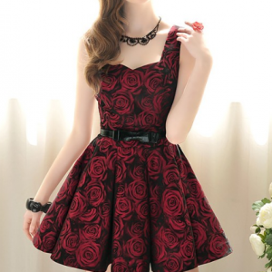 AX082810ax Red roses stitching slee..