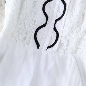 Lace Stitching Round Neck Sleeveless Dress..