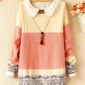 Cute Bow Stitching Loose Sweater Ax090211ax
