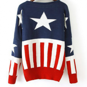 Flag Stitching Loose Sweater Ax090406ax