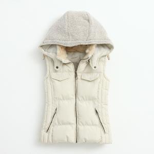 Slim Knitted Cotton Stitching Hooded Wool Coat..