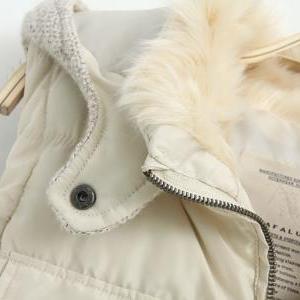 Slim Knitted Cotton Stitching Hooded Wool Coat..