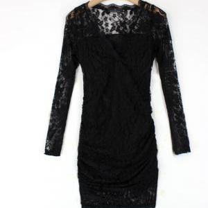 Sexy Lace Long-sleeved Dress Ax091103ax