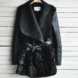 Winter Fashion Long-sleeved Leather Jacket..