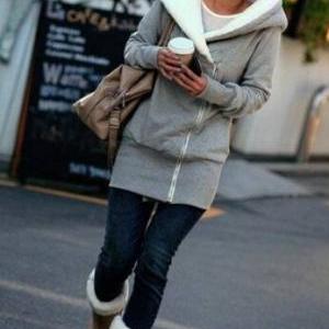 Fashion Zipper Hooded Sweater Coat Ax091208ax