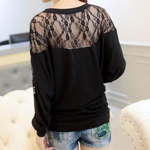 Lace Stitching Bat Sleeve T-shirt Ax091302ax