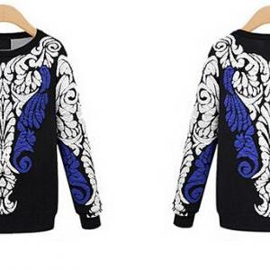Fashion Printing Loose Bat Sleeve Sweater Ax520ad
