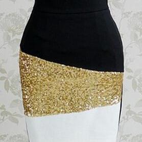 Black And White Mosaic Gold Sequine..