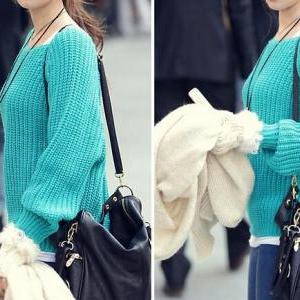 Round Neck Long-sleeved Knit Sweater Ax100401ax