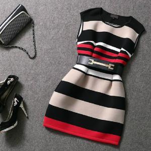 Slim Stripe Print Dress Ax101401ax